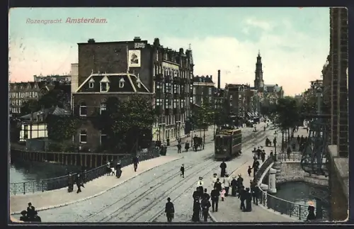 AK Amsterdam, Rozengracht, Strassenbahn