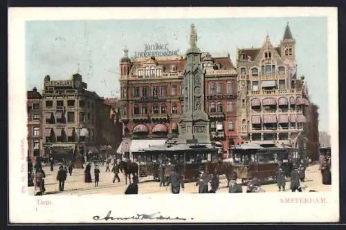 AK Amsterdam, Dam, Strassenbahn