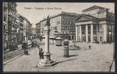 AK Trieste, Tergesteo e Borsa Vecchia, Strassenbahn