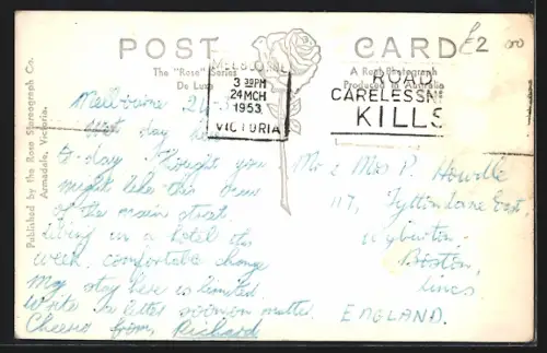 AK Melbourne /Vic., Swanston Street, Strassenbahn