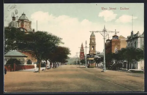 AK Durban, West Street, Strassenbahn
