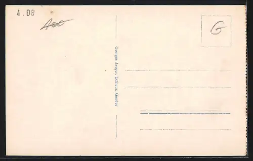AK Genève, Hôtel des Postes et rues du Mont-Blanc et de Chantepoulet, Strassenbahn