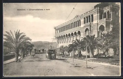 AK Genova, Circonvallazione a mare, Strassenbahn