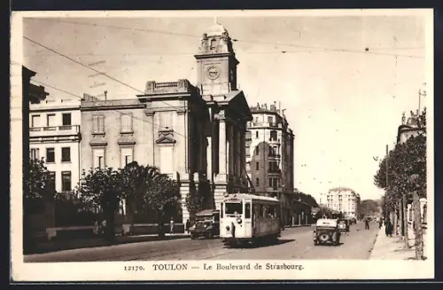 AK Toulon, Le Boulevard de Strasbourg, Strassenbahn