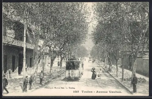 AK Toulon, Avenue Vauban, Strassenbahn