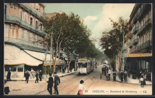 AK Toulon, Boulevard de Strasbourg, Strassenbahn