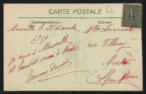 AK Marseille, Cours Belzunce, Strassenbahn