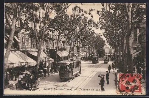 AK Nice /Alpes-Maritimes, L`Avenue de la Gare, Strassenbahn