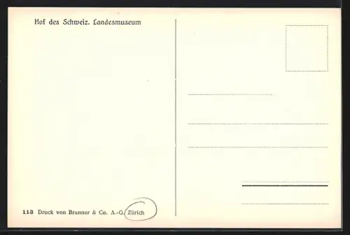 AK Zürich, Schweiz. Landesmuseum, Hof mit Tordurchgang