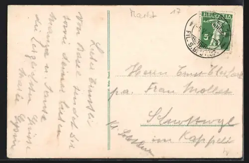 AK Basel, Rathaus mit Marktbetrieb, Panorama