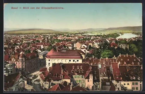 AK Basel, Totalansicht von der Elisabethenkirche