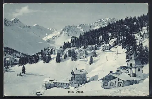 AK Arosa, Alpenortschaft im Schnee