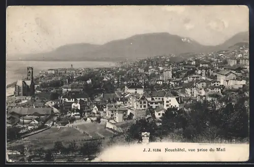 AK Neuchatel, Neuchatel, vue prise du Mail