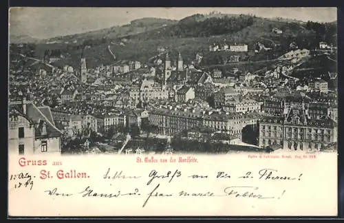 AK St. Gallen, Totalansicht von Norden aus der Vogelschau