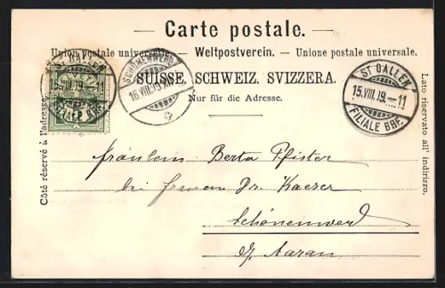 AK St. Gallen, Totalansicht von Norden aus der Vogelschau