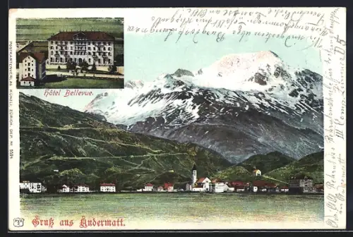 AK Andermatt, Panorama und Hotel Bellevue