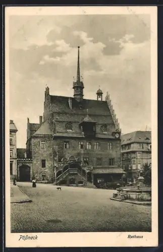 AK Pössneck, Rathaus und Brunnen