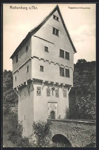 AK Rothenburg / Tauber, Brückenpartie am Topplerschlösschen (Kaiserstuhl)
