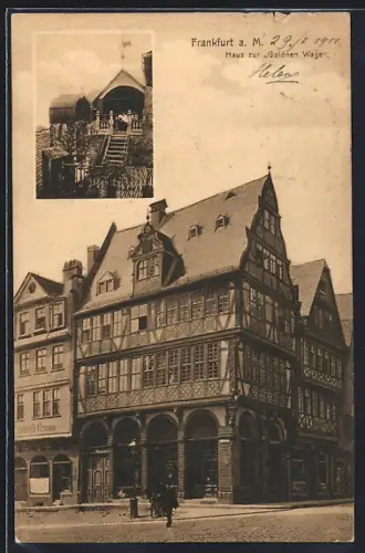 AK Alt-Frankfurt, Haus zur Goldnen Wage auf dem Römer, Gartenhaus auf dem Dach
