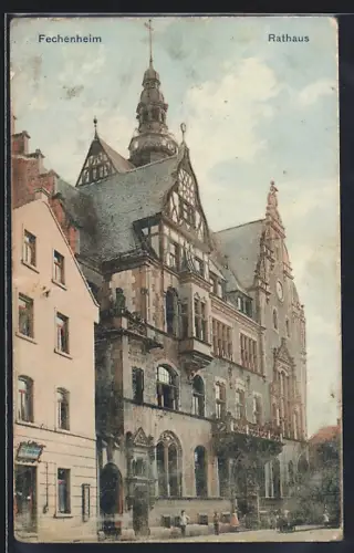 AK Frankfurt-Fechenheim, Partie am Rathaus