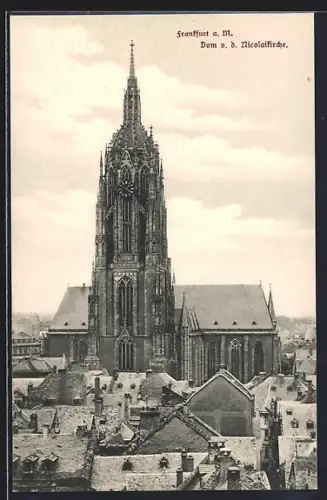 AK Alt-Frankfurt, Dom v. d. Nikolaikirche aus