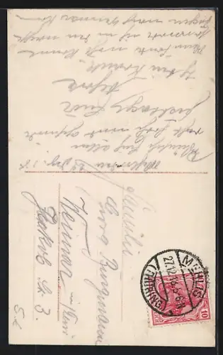 Foto-AK EAS Nr. 4807/6: Kind auf Schlitten mit Mistelzweigen, Weihnachtsgruss