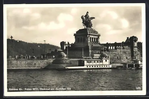 AK Koblenz /Rh., Kaiser Wilhelm-Denkmal am deutschen Eck
