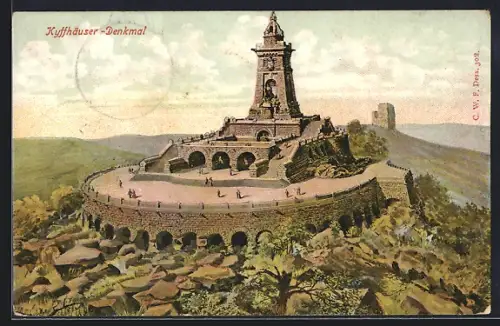 AK Kaiser Wilhelm-Denkmal auf dem Kyffhäuser und Fernsicht