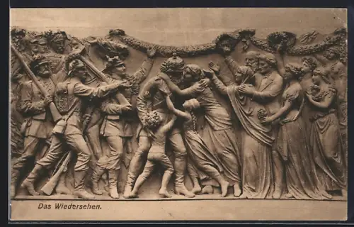 AK Niederwald, National-Denkmal, Das Wiedersehen