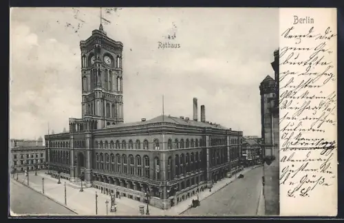 AK Berlin, Rathaus mit Strassenpartie