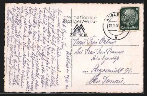 AK Koblenz, Kaiser Wilhelm Denkmal mit Ehrenbreitstein