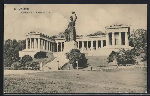 AK München, Partie mit Bavaria und Ruhmeshalle