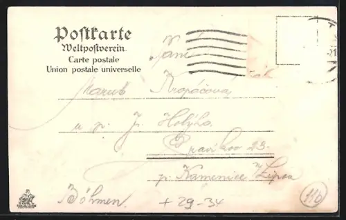 Passepartout-Lithographie Erfurt, Strasse Der Anger im Efeublatt