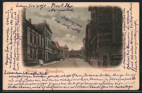 AK Stassfurt, Strassenansicht mit Wohnhäusern