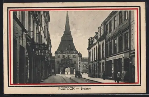 AK Rostock, Partie am Steintor, Geschäft für Photo-Artikel