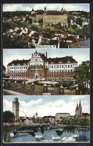 AK Altenburg / Thüringen, Seminar, Kleiner Teich, Ortspartie