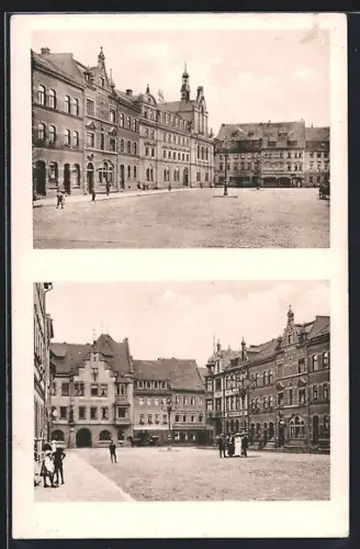 AK Kahla S.-A., Strassenpartie am Markt mit Rathaus und Amtsgericht