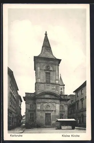 AK Karlsruhe, Blick auf die kleine Kirche