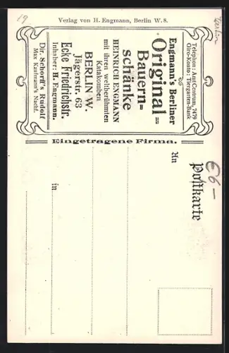 AK Berlin, Bauern-Schänke, Jägerstr. 63, Einsteigen zur Vorlesung in die Katakomben, Die Kleine Excellenz, Fred Richards