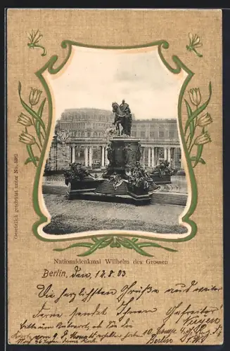Lithographie Berlin, Nationaldenkmal Wilhelm des Grossen, Passepartout