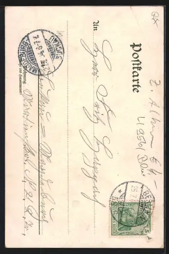 Lithographie Berlin-Charlottenburg, Kaiser Wilhelm Gedächnis Kirche mit erleuchteten Fenstern