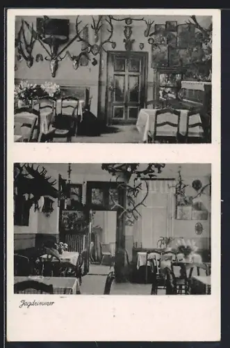 AK Trusetal /Kr. Schmalkalden, Gast- und Pensionshaus zum Trusentaler Wasserfall - Jagdzimmer