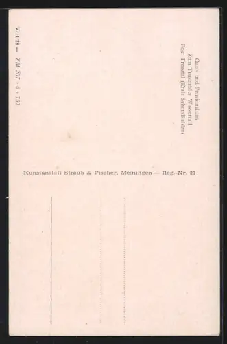 AK Trusetal /Kr. Schmalkalden, Gast- und Pensionshaus zum Trusentaler Wasserfall - Jagdzimmer