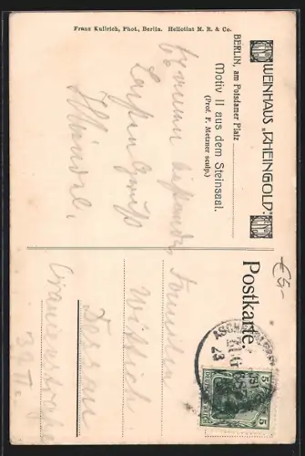 AK Berlin-Tiergarten, Weinhaus Rheingold, Motiv aus dem Steinsaal