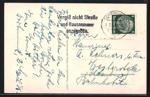 AK Dortmund, Eisen- und Stahlwerk Hoesch am Abend