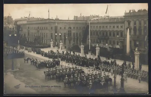 AK Besuch des Königs Alfons von Spanien in Berlin, Militärparade