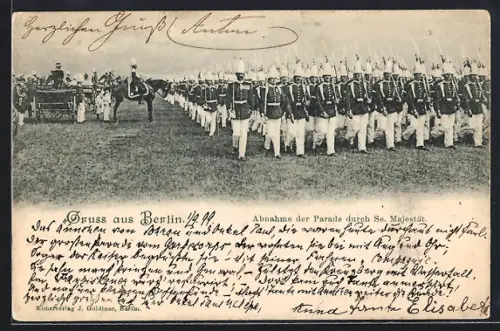 AK Berlin, Abnahme der Parade durch Se. Majestät auf dem Tempelhofer Feld