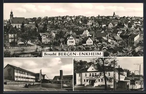 AK Frankfurt-Bergen-Enkheim, Gaststätte Volkshaus Enkheim, Ortspartie, Teilansicht