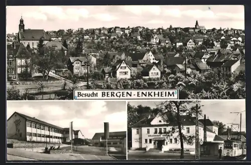AK Frankfurt-Bergen-Enkheim, Gaststätte Volkshaus Enkheim, Ortspartie, Teilansicht