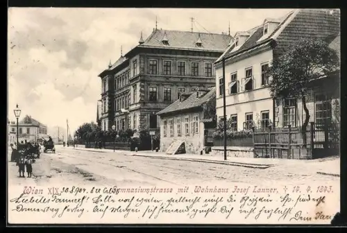 AK Wien, Gymnasiumstrasse mit Wohnhaus Josef Lanner